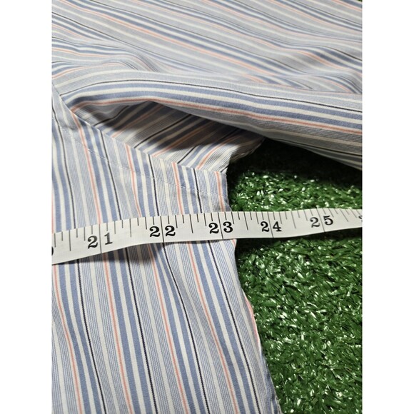 Lacoste Stripe Dress Shirt Button Up White Collar (Men's 42) - Picture 7 of 11